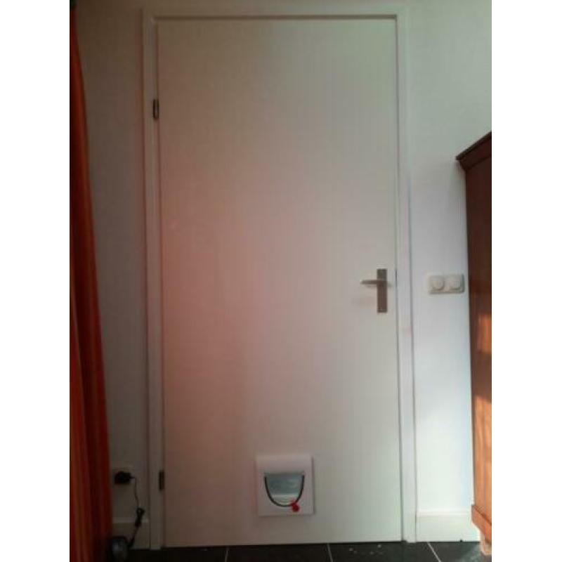 Opdekdeur met kattenluik afm 93 x 211.5 wit