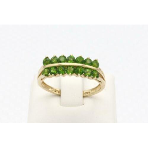 Gouden ring met 14x smaragd. Maat: 17.75. Nr: 2020/183