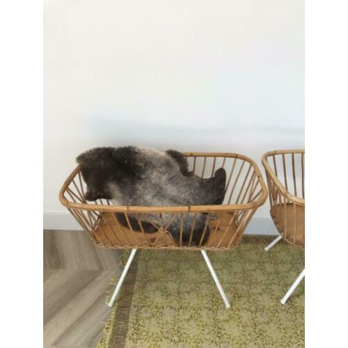 Vintage rotan wieg / Rohé Noordwolde babywieg / retro