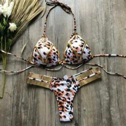 Luipaard gouden push up string bikini bandage 34 36 38 40