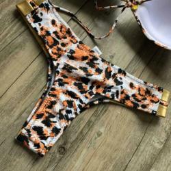 Luipaard gouden push up string bikini bandage 34 36 38 40