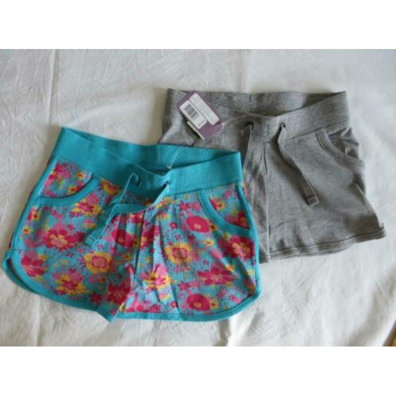 Korte broek 2x grijs en aqua maat 122