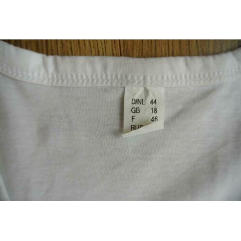 shirt wit met blauw gevlamd 44
