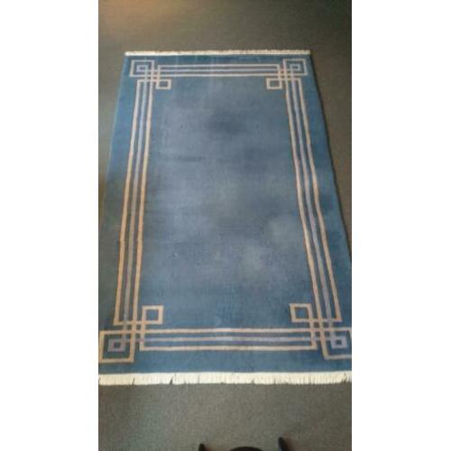 handgeknoopt Nepal vloerkleed, karpet grijsblauw