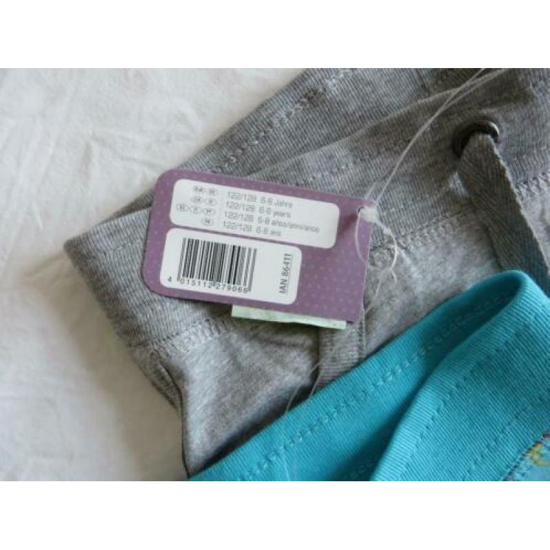 Korte broek 2x grijs en aqua maat 122
