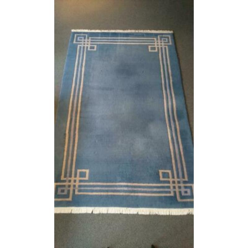 handgeknoopt Nepal vloerkleed, karpet grijsblauw