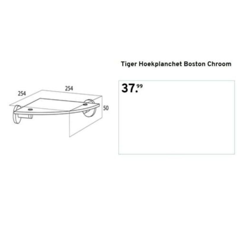 Tiger Hoekplanchet Boston Chroom 3 stuks