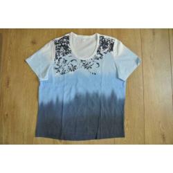 shirt wit met blauw gevlamd 44