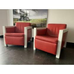 Design Stoelen - 2 stuks - Rood Leer