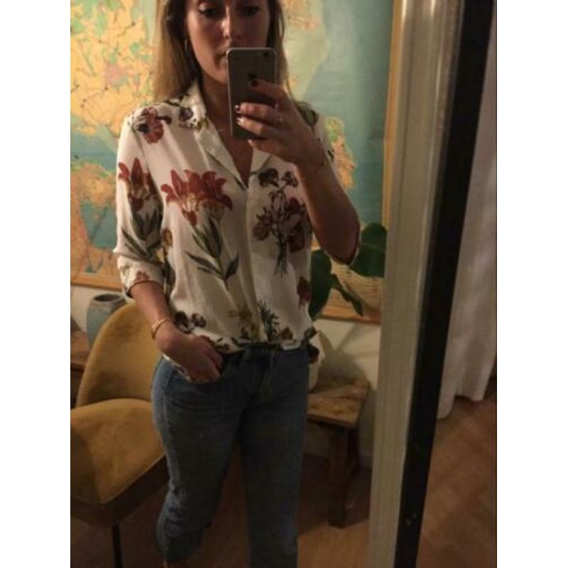 Selected femme blouse top floral print nude zomer