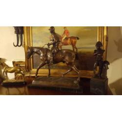 Beeld Paard brons Engels klassiek met ruiter