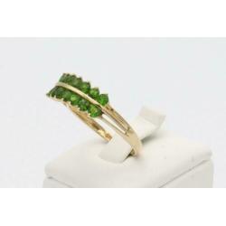 Gouden ring met 14x smaragd. Maat: 17.75. Nr: 2020/183