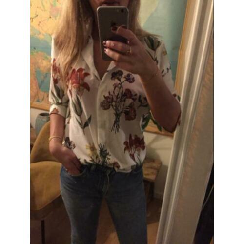 Selected femme blouse top floral print nude zomer