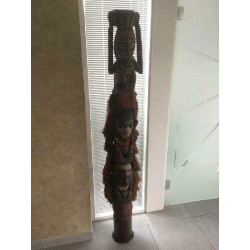 Houten Totempaal (Herkomst Nieuw Guinea) Uniek 175cm