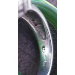 Zilver ring roze witte stenen maat 18,5