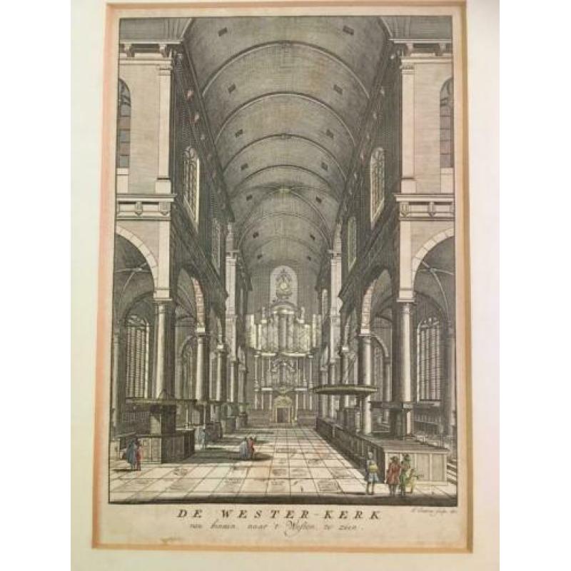 Westerkerk, antieke gravures van het interieur
