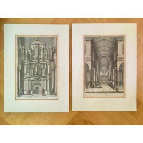 Westerkerk, antieke gravures van het interieur
