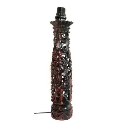 Grote lamp met Indonesie Houtsnijwerk Lampenvoet