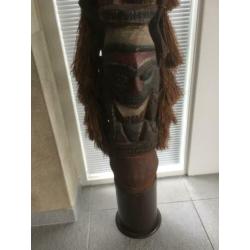 Houten Totempaal (Herkomst Nieuw Guinea) Uniek 175cm
