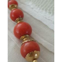 Antiek gouden hanger en oorbellen bloedkoraal