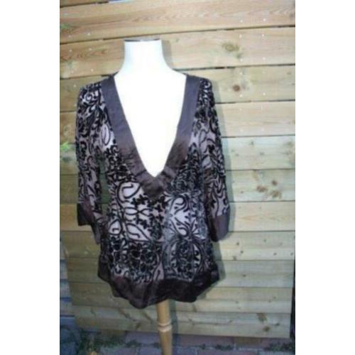 Tuniek bruin fluweel Hale Bob mt M AANBIEDING
