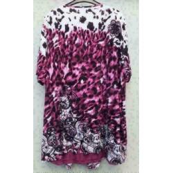 BONITA cerise/wit/zwart bewerkt tuniek mt 46