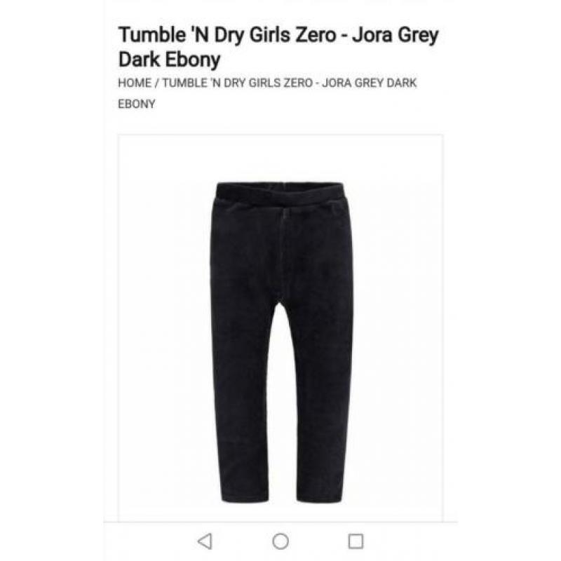 Tumble 'n dry broekje legging Jora Ebony Dark Grey 92 meisje