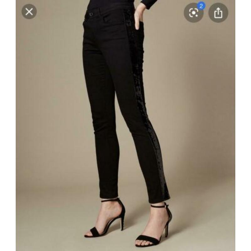 Nieuwe jeans van Karen Millen. Zwart met pailetten. Maat 38