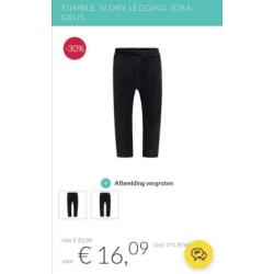Tumble 'n dry broekje legging Jora Ebony Dark Grey 92 meisje