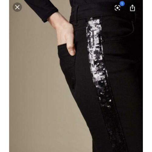 Nieuwe jeans van Karen Millen. Zwart met pailetten. Maat 38