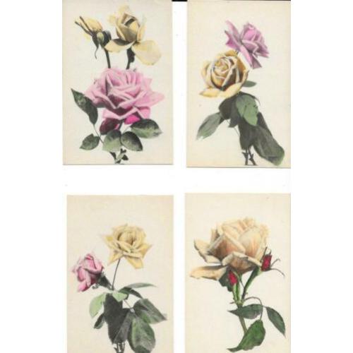 22 bloemen kaarten uit de jaren 20-30 allen blanco achterzij