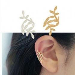 Nieuw! Earcuff oorklemmetje zilver dubbele blaadjes * klem