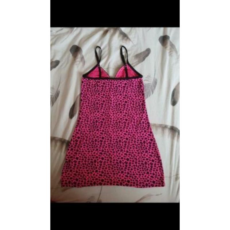 Neglige Roze panterprint maat S