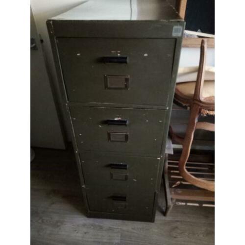 vintage houten archiefkast