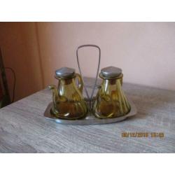 olie azijn stelletje antiek, glas aluminium