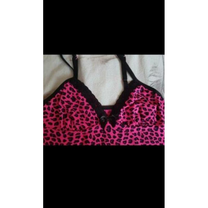 Neglige Roze panterprint maat S