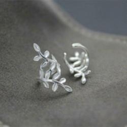 Nieuw! Earcuff oorklemmetje zilver dubbele blaadjes * klem