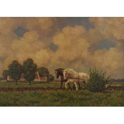 landschap met paarden - K Meijer