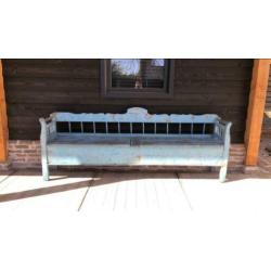 Zeer oude antieke klepbank 232 cm lang