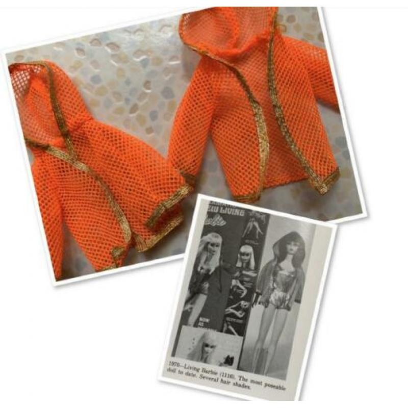 Living Barbie oranje net jasje - vintage MOD era