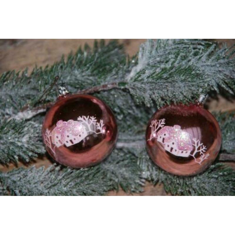 11 Roze kerstballen,1 Piek en 4 sterren