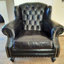 Fauteuil Wilmington zwart leder