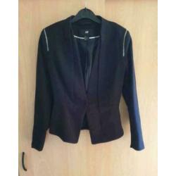 H&M blazer/jasje zwart met zilveren details maat 36