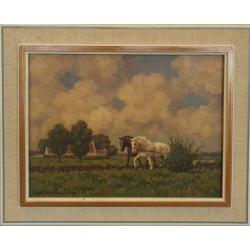 landschap met paarden - K Meijer
