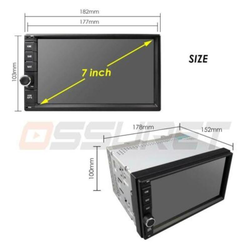 Android 10 7" Quadcore multimedia radio Dubbel DIN met DAB+