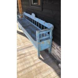 Zeer oude antieke klepbank 232 cm lang