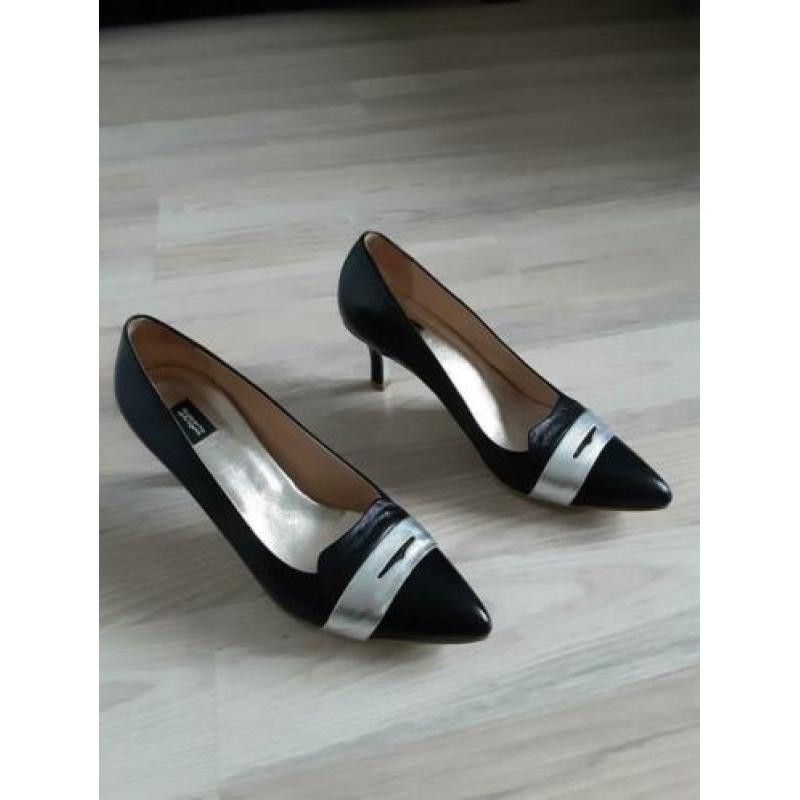 Pumps zwart met zilver mt 39 Roberto d'Angelo zgan