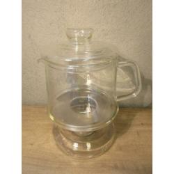 Glazen theepot met warmhoudplaatje DE Jenaer glas