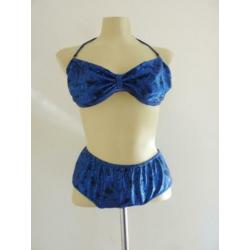 Blauwe bikini met goudkleurige draad van Rene Philip
