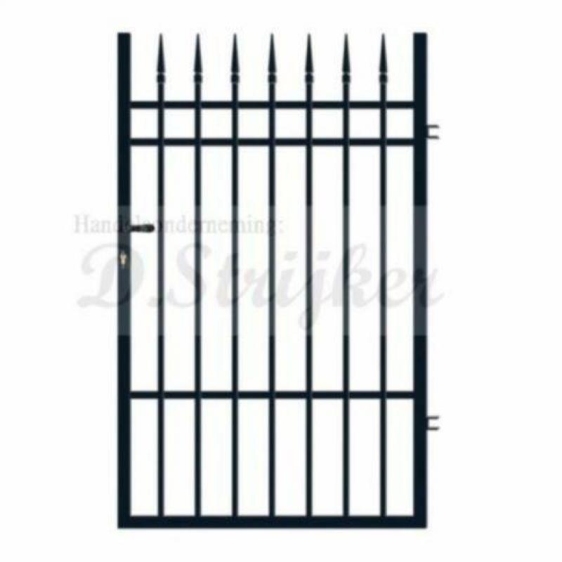 Inlooppoort recht antraciet 100x160cm compleet met palen etc